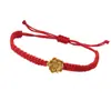 Pulsera Tejida Finamente con Nudo Plano de Loto Tridimensional, Simple y Versátil, Diseño de Loto Auspicioso, Ajustable, Pulsera Transfronteriza Unisex para Pareja
