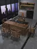 Nuevo juego de mesa de té y sillas de madera maciza estilo chino para balcón de apartamento pequeño, juego para sala de estar de té kung fu para el hogar, mesa de té integrada para preparar té
