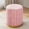 Banquinho Minimalista de Luxo Leve para Sala de Estar, Quarto, Maquiagem, Casa, Novo 2025, Banquinho Redondo de Madeira Maciça, Cadeira Giratória de Maquiagem em Couro Genuíno