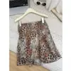 Elegante Falda de Gasa con Estampado de Leopardo para Mujer 2026 Nuevo Verano Retro Chica Popular de Cintura Alta Adelgazante Versátil Falda Corta