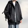 Moletom Cardigan Pesado Cleanfit Damasco para Homens, Estilo Jovem, Jaqueta com Zíper Oversize Americana