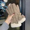 Luvas de Inverno para Mulheres, Espessadas e de Veludo, Quentes e à Prova de Frio, Touch Screen, Laço de Ciclismo de Inverno, Modernas, Macias e Amigáveis à Pele