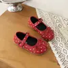 Sapatos Femininos Mary Jane de Couro com Bolinhas e Laço Estilo Retrô 2026 Outono Novo Estilo Coreano Casuais Versáteis Sapatos de Uma Sola
