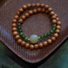 Pulsera de Sándalo Indio Natural de Montaña Vieja de Dos Círculos para Mujer Simple a Juego Jaspe Cuenta Redonda Pulsera de Sándalo