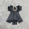 Gravata borboleta estilo Chanel, broche de gola estilo coreano, broche de fita com strass, alfinete de camisa, acessórios para suéter de outono e inverno