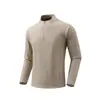 Camiseta esportiva masculina, gola alta estilo americano, zíper parcial, para fitness, corrida, treino, respirável, secagem rápida, moletom casual de manga longa