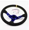 Volante Modificado de Cuero Gamuza Esmerilada, Estilo Racing, Resistente, Engrosado, Volante de 14 pulgadas