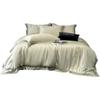Lujo Ligero de Alta Gama Seda Lavada Verano Juego de Cuatro Piezas Verano Sedoso Desnudo Edredón Cubre Edredón Sábanas Ropa de Cama Juego de Tres Piezas