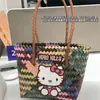 Bolso de Gato Bolso Tejido a Mano Bolso de Trabajo para Viajar Bolso de Mujer Bolsa de Cesta de Verduras de Dibujos Animados Bolso de Mano para Vacaciones de Niños