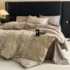 Set de regalo de cuatro piezas de ropa de cama jacquard tipo lino de alto gramaje, set de tres piezas de gasa arrugada lavada vintage, funda de edredón engrosada