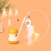 Palo para Gatos con Plumas de Pato Lindo Juguete Multifuncional de Varilla Larga para Gatos Autoentretenimiento Alivio del Aburrimiento Juguete Giratorio con Hierba Gatuna Suministros para Mascotas