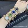 Pulseira de Cristal com Diamantes Inteiros de Luxo Leve Personalidade de Nicho Francês Pulseira com Pedras Brutas Incrustadas de Diamantes Inteiros Venda Direta de Recursos Transfronteiriços da Moda