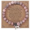 Nueva Pulsera de Pareja Amorosa de Cristal Cebra Rosa Ágata Pulsera Elástica Tarjeta de Cumpleaños Joyería con Cuentas Transfronteriza