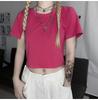 Comércio Exterior Estilo Americano Ombro a Ombro Curta Spice Girls Camiseta de Manga Curta Feminina Verão Slim Fit Emagrecedora Transfronteiriça Sudeste Asiático Cor Sólida Ins Top