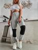 2022 Amazon Ebay Europeu e Americano Outono e Inverno Roupas Femininas Cor Contrastante Costura Moda Leggings Solto Casual Calças Esportivas