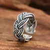 Anillo de Plata de Ley S925 al por Mayor Joyería Tailandesa de Plata Vintage Anillo Abierto para Mujer Anillo de Cuerda de Cáñamo Trenzada