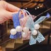 Diadema de lazo de estilo fresco para mujer, estilo coreano, con cinta de encaje de hadas y perlas, banda para el cabello, accesorios para el cabello