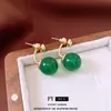Pendientes de Aguja de Plata con Bola Verde Estilo Medieval Pendientes de Moda de Lujo Ligero Pendientes Versátiles Simples Venta al por Mayor de Nicho