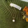 Regalo del Día de la Madre para Mamá: Cierre de Collar de Perlas Redondas Chapado en Oro Plata 925 Set de Cuentas de Concha Cadena Cadena para Clavícula de Mujer Perlas Grandes