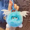 Nuevo colgante de peluche de diablito bola de carbón imitación de pelo de conejo rex para llavero de coche, colgante para mochila escolar, venta al por mayor