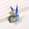 Nova Broche de Liga Metálica Pintada Águia a Óleo para Vestido de Mulher Lenço Boca Diamante Pássaro Pino Pérola Corsage Acessórios