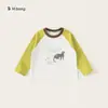 Envío Gratis Ropa Infantil Tops para Niñas Cuello Redondo Estampados Ropa de Manga Larga para Niños Nuevos Productos Primavera y Otoño Camisetas para Niños Manga Raglán