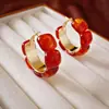 Pendientes de Flor de Gota de Aceite en Forma de C Retro Francés Aguja de Plata Pendientes de Botón de Lujo Ligero Gama Alta Diseño de Moda Pendientes de Nicho
