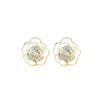 Pendientes de botón con diseño de flor de rosa de lujo y luz para mujer, con aguja de plata S925, pequeños y exquisitos pendientes huecos, pendientes de temperamento simple.