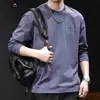 2025 Nueva Camiseta de Manga Larga para Hombre Tendencia de Otoño Versátil Ropa para Vestir por Capas Cuello Redondo Talla Grande Primavera y Otoño Elegante