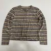 Suéter casual de rayas manga larga otoño nuevo transpirable con botones vintage versátil para mujer top de punto