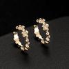 Estilo japonês e coreano 14K ouro brincos cor zircão clipe brincos simples orelha furos orelha dupla orelha fivela em forma de brincos em forma de C para as mulheres
