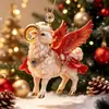 2027 Zodíaco de Ano Novo Ovelha Pingente Acrílico Plano Natal Ano Novo Ovelhinha Enfeite Decoração de Árvore de Natal Chave
