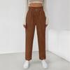 Bai Fen Zhi Yi Amazon Transfronterizo Europeo y Americano Comercio Exterior Moda Ropa de Mujer Otoño Casual Color Sólido Pantalones de Pana