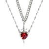 Nuevo Colgante de Daga de Amor de Cristal Rojo Caliente Europeo y Americano Diseño de Collar en Capas Cadena para Clavícula Femenina