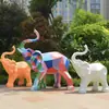 Escultura de Animal Geométrico com Acabamento Espelhado em Aço Inoxidável Personalizada para Exterior Facetada Geométrica Elefante Decoração de Escritório de Vendas em Shopping