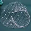 Diadema hueca europea y americana velo de novia malla de encaje con incrustaciones de pedrería accesorios de fiesta hechos a mano JM24