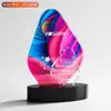 Trophy de cristal de impresión a color de alta calidad directo de fábrica diseño de logo gratis trofeo de forma especial premio de empresa memorial