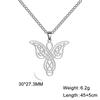 Suministro directo de fábrica Corte transfronterizo europeo y americano Acero de titanio Hueco Forma de mariposa Nudo celta Colgante Collar de acero inoxidable para mujer