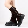 Meias de Lã com Zíper Sexy Coberturas de Bota Felpudas Femininas JK Longas para Pés Aquecedores de Pés de Tricô Quentes Outono e Inverno Tendência
