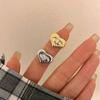 Anillo abierto con incrustaciones de diamantes y diseño en relieve de ojos de amor de nicho europeo y americano, anillo de pareja de lujo ligero de otoño e invierno para mujer