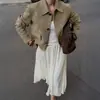 Ropa de Trabajo Casual Transfronteriza Europea y Americana Chaqueta de Manga Larga de Color Puro con Botones para Mujer Otoño e Invierno 2025 Top Versátil Retro