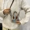 Bolso de Paja Rayado Arcoíris de Verano para Mujer, Nuevo Bolso Cruzado de Moda para Viajes, Bolso Cuadrado Pequeño Tejido para Vacaciones en la Playa