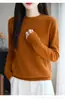 Nuevo suéter de punto para mujer de otoño e invierno, cuello redondo medio alto, top adelgazante y versátil, suéter básico de capa base