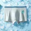 Roupa Íntima Infantil, Malha de Seda Gelo, Estilo Fino de Verão, Estampa de Dinossauro, Cuecas Boxer Infantis Meninos Tamanho Médio e Grande, Boxers Estudantis