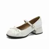 Zapatos Mary Jane Blancos para Mujer 2026 Nuevo Otoño Versátiles con Moño Estilo Francés de Tacón Bajo Zapatos Individuales Estilo Universitario Zapatos Pequeños de Cuero
