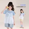TUTU Elefantito Ropa Infantil Camiseta para Niñas 2026 Verano Nuevo Estilo Falso Dos Piezas Manga Corta Superior Ligero Transpirable Media Manga Conjunto de Verano