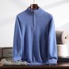 Suéter Pulôver 100% Caxemira Pura Masculino Gola Alta com Zíper Meio Sweater Tricotado Manga Longa Casual Novo Estilo Outono e Inverno 2025 Quente