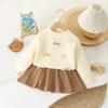 Vestido Suéter Infantil Feminino Bebê Outono e Inverno Novo Comércio Exterior Estilo Ocidental Tricô Duas Peças Estilo Coreano Suéter Vestido de Xadrez Grande