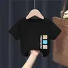2198# roupa infantil verão camiseta de manga curta 100% algodão gola redonda top para meninos e meninas versátil casual camiseta básica infantil