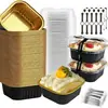 Caja cuadrada de aluminio para pastel personalizada transfronteriza, caja de embalaje de aluminio para postre mousse, embalaje desechable ecológico aislado